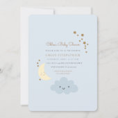 Invitation Baby shower Lune et Étoile Bleu de l'invitation (Devant)
