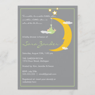 Invitation baby shower Lune et étoiles
