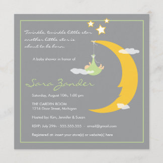 Invitation baby shower Lune et étoiles