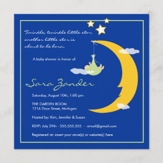 Invitation baby shower Lune et étoiles