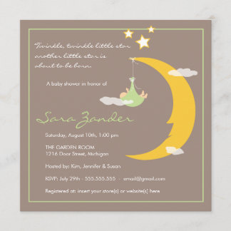 Invitation baby shower Lune et étoiles