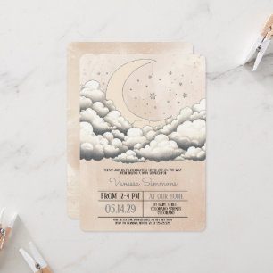 Invitation Baby Shower Lune et Étoiles