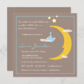 Invitation baby shower Lune et étoiles (Devant / Derrière)