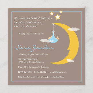 Invitation baby shower Lune et étoiles