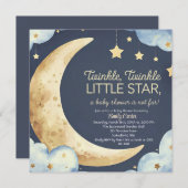 Invitation Baby shower Lune et étoiles - Dreamy Nightime (Devant / Derrière)