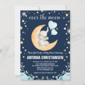 Invitation Baby shower Lune / Twinkle Star Elephant Baby Boy (Devant)