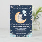 Invitation Baby shower Lune / Twinkle Star Elephant Baby Boy (Debout devant)