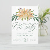 Invitation Baby shower | Lys d'aquarelle orange (Debout devant)