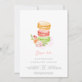 Invitation Baby shower Macarons aquarelles (Devant)