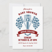 Invitation Baby shower machine de course de moto rétro (Devant)