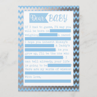 Invitation Baby shower MadLibs Jeu, Bleu et Silve Foil Look
