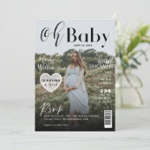 Invitation Baby shower Magazine Couverture photo C'est une fi (Debout devant)