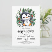 Invitation Baby shower Magic Pretty Penguin (Debout devant)