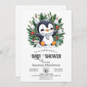 Invitation Baby shower Magic Pretty Penguin (Devant / Derrière)