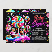 Invitation Baby shower magique de Candyland (Devant / Derrière)