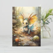 Invitation Baby shower magique de dragon mystique (Debout devant)