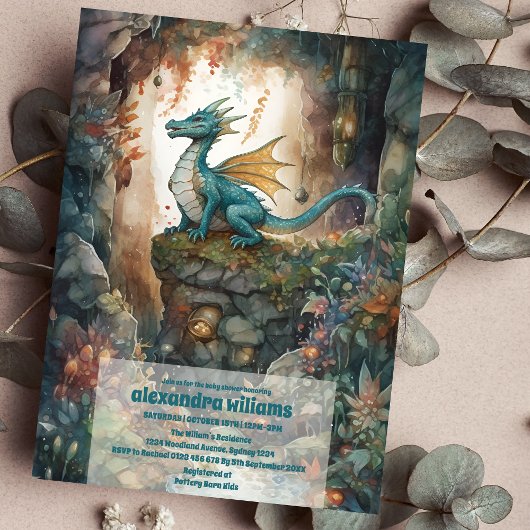 Invitation Baby shower magique de dragon mystique