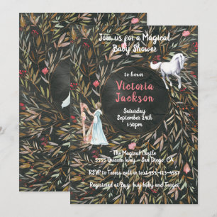 Invitation Baby shower magique de licorne de conte de fées