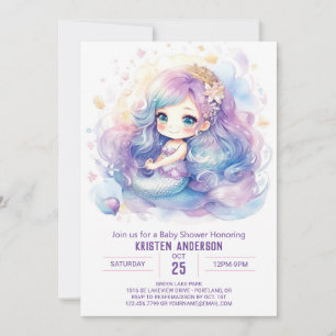 Invitation Baby shower magique de sirène lunaire