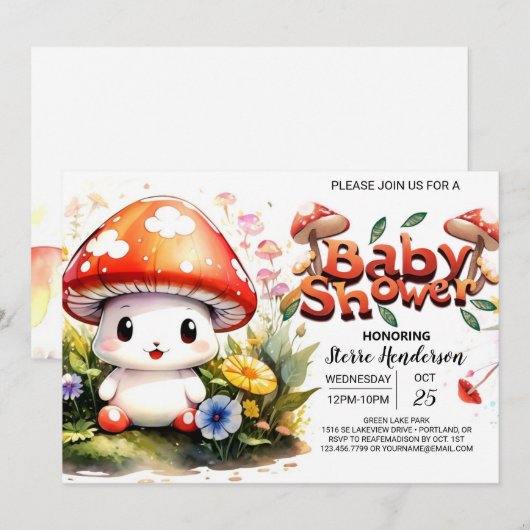 Invitation Baby shower Magique de Trail Toadstool (Devant / Derrière)