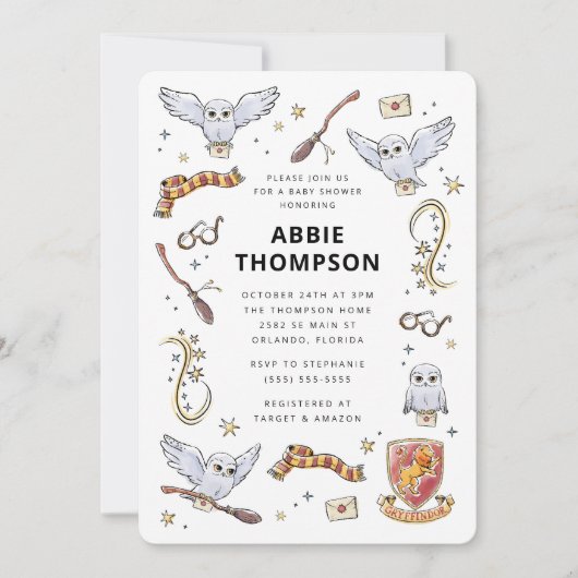 Invitation Baby-shower Magique d'Hedwige (Devant)