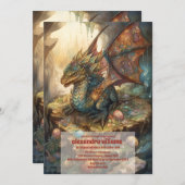 Invitation Baby shower magique Dragon (Devant / Derrière)