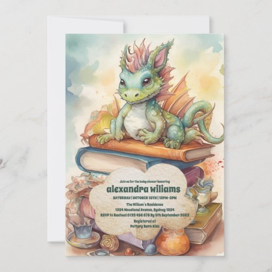 Invitation Baby shower magique Dragon (Devant)