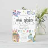 Invitation Baby shower magique Fairytale Dragon (Debout devant)