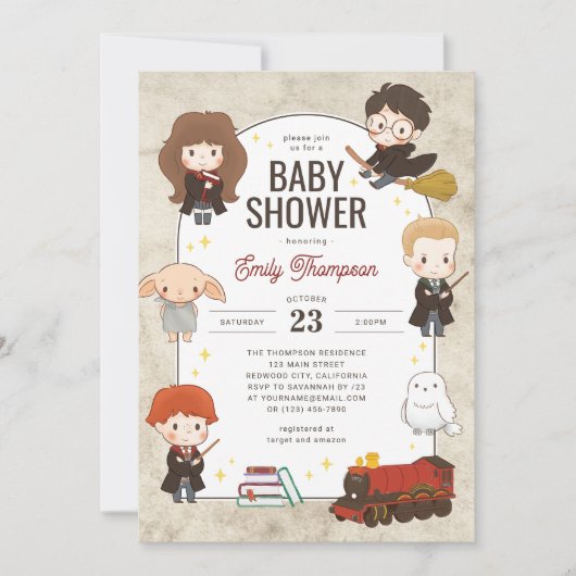 Invitation Baby Shower Magique sur le Thème Harry Potter (Devant)