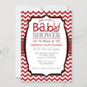 Invitation Baby shower magnétique Red White Chevro (Recto)