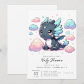 Invitation Baby shower majestueux du Dragon (Devant / Derrière)