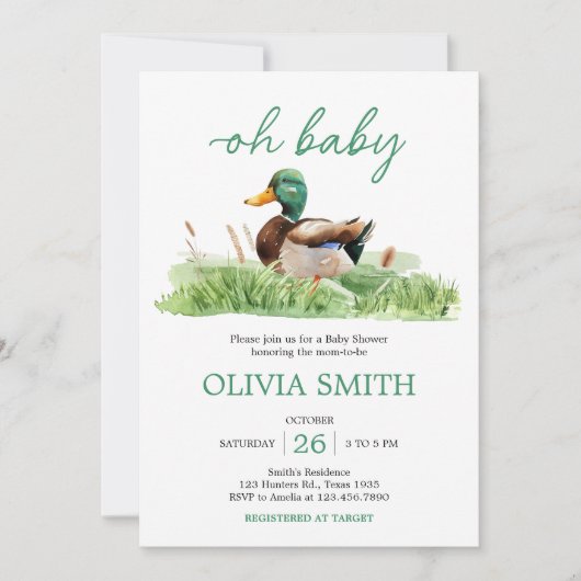 Invitation Baby shower Mallard Duck (Devant)