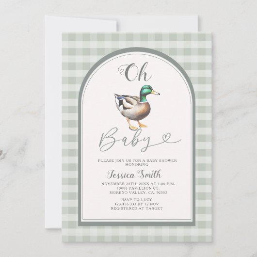 Invitation Baby shower Mallard Duck (Devant)