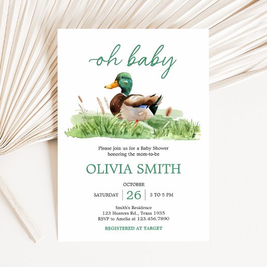Invitation Baby shower Mallard Duck