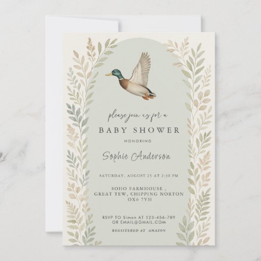 Invitation Baby shower Mallard Duck (Devant)