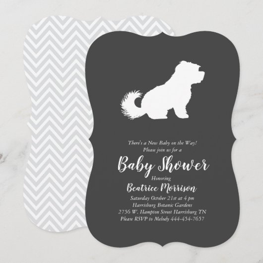 Invitation Baby shower maltais Neutre hommes-femmes (Devant / Derrière)