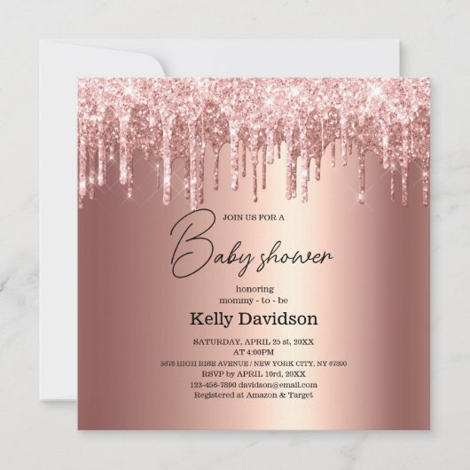 Invitation Baby Shower maman à venir Moderne Rose Gold qui co (Devant)