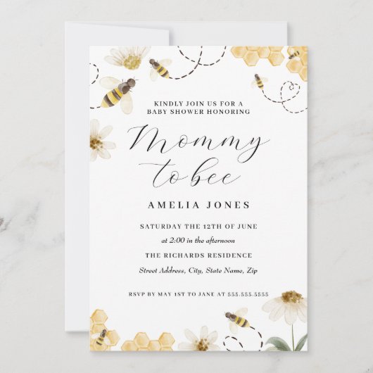 Invitation Baby Shower Maman Bee (Devant)