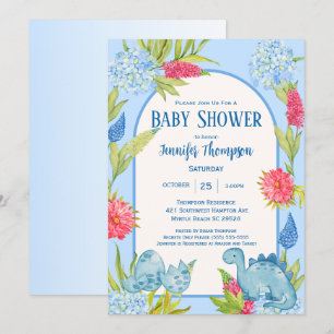 Invitation Baby Shower Maman Dino Fleurie Mignonne