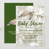 Invitation Baby shower Maman et Me Tortues de mer (Devant / Derrière)