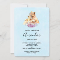 Baby Shower Maman Lionceau & Petit à l'aquarelle M