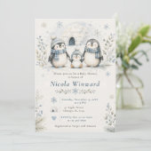 Invitation Baby-Shower Manchot (Debout devant)