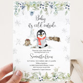 Invitation Baby Shower Manchot Hiver