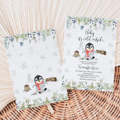 Invitation Baby Shower Manchot Hiver