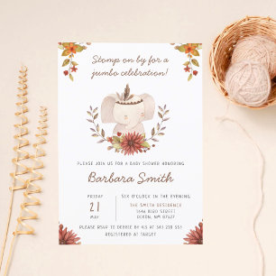 Invitation Baby shower manuscrit Boho Elephant