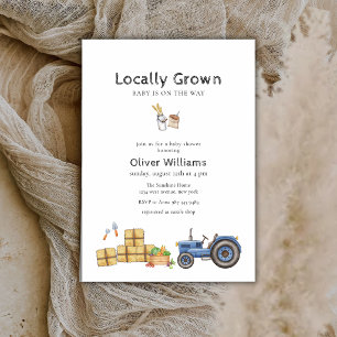 Invitation Baby Shower Marché de fermier Bohème bleu sur Trac
