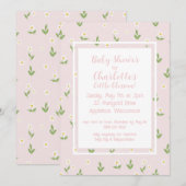 Invitation Baby shower marguerite rose et blanc (Devant / Derrière)