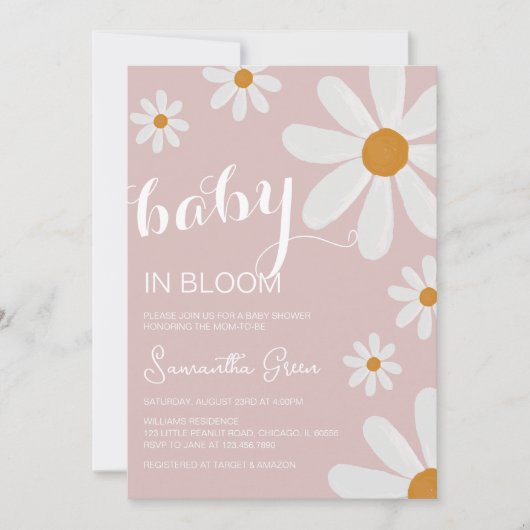 Invitation Baby shower marguerrier (Devant)