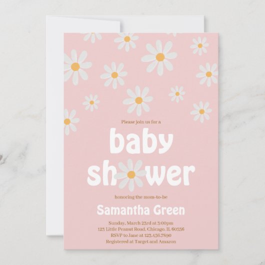 Invitation Baby shower marguerrier (Devant)