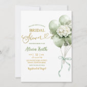 Invitation Baby Shower Mariage Ballon Hydrangea Vert Sage (Devant)